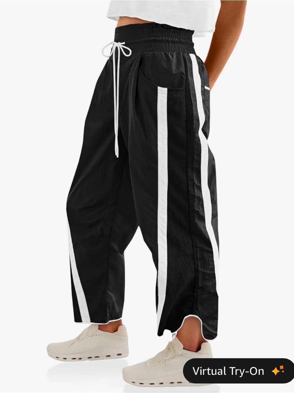 Women's Black & White Track Pants Like New